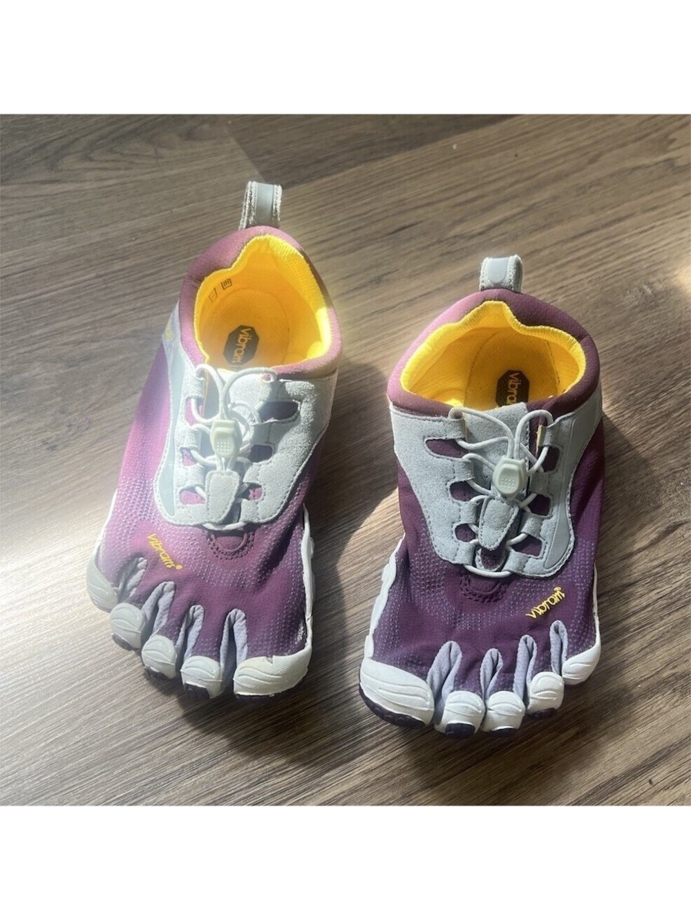 Vibram FiveFingers V-Run Women Barefoot Running Shoes Purple Yellow Grey Size 8